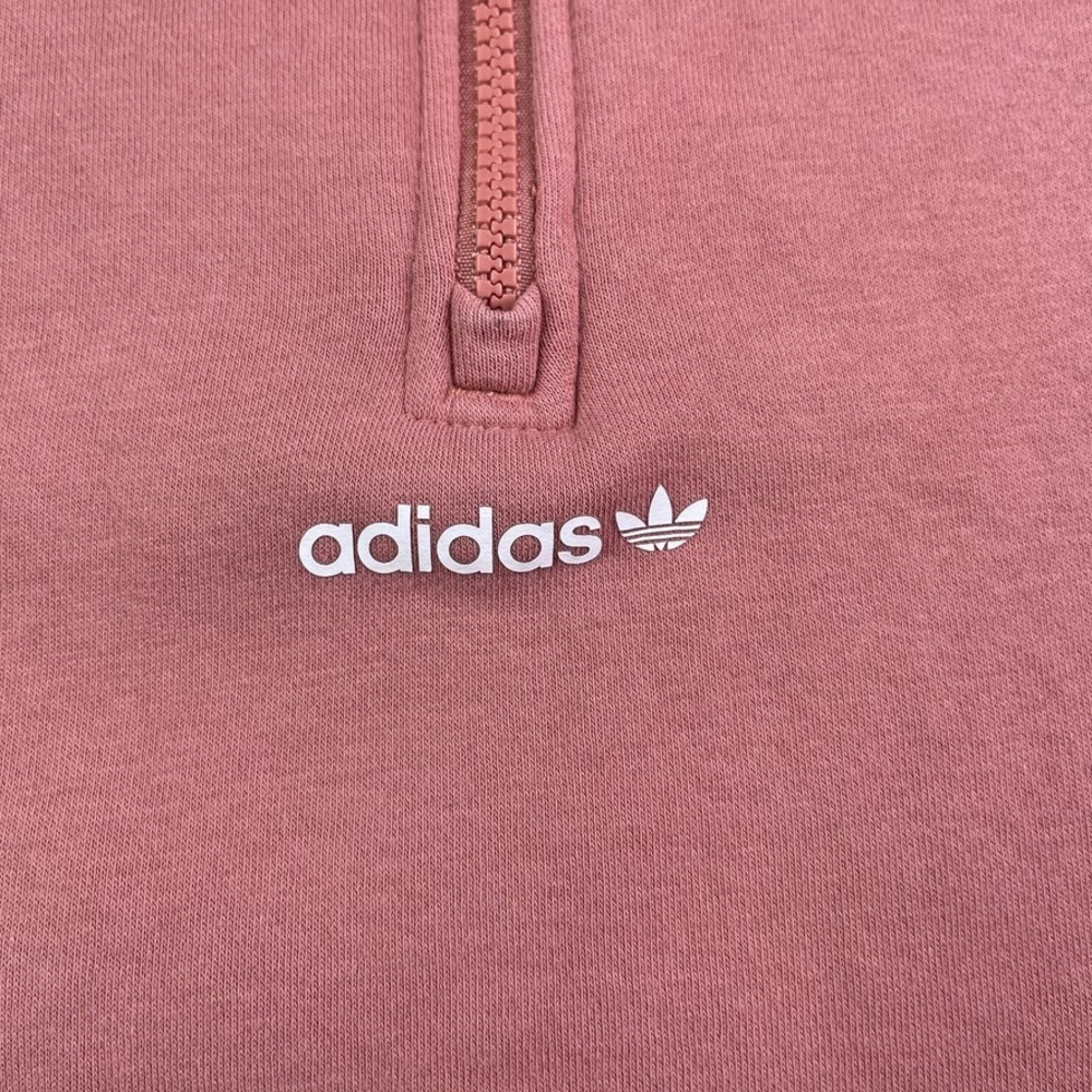 Adidas Sweatshirt Womens Medium Pink Trefoil Repeat Quarter Zip Pullover Sweater - Picture 3 of 13